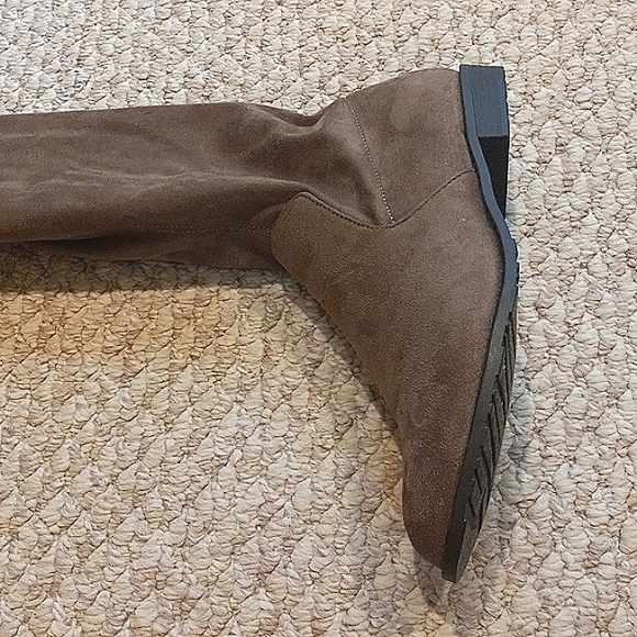 Over-the-knee boots Closed Toe Knee High Comfy no heel Stretch Suede Elegant - Picture 16 of 17